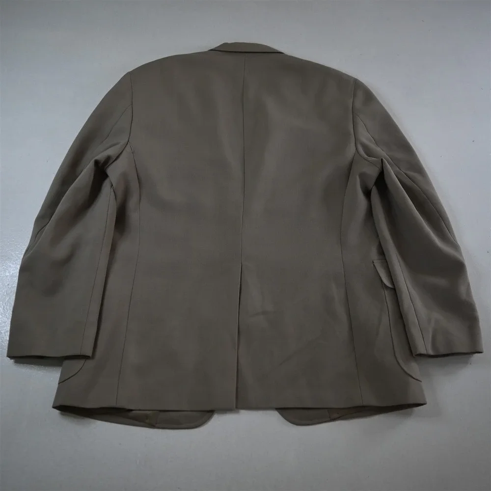 Vtg USA Made 44R Khaki Gold Button‎ Mens Blazer Suit Jacket Sport Coat